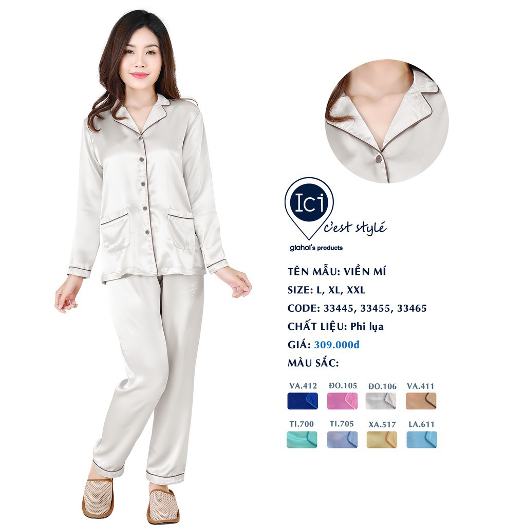 Bộ lụa Thu đông Gia Hồi Viền Mí