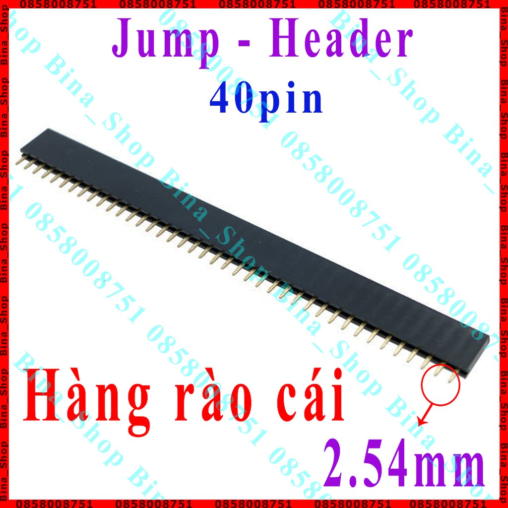 Hàng rào cái, lỗ vuông, chân thẳng hàng rào đơn header jump 40pin 2.54mm
