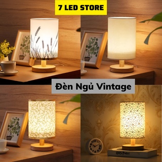 Đèn ngủ để bàn thân gỗ 7 LED, đèn ngủ vintage đầu cắm USB , trang trí phòng ngủ
