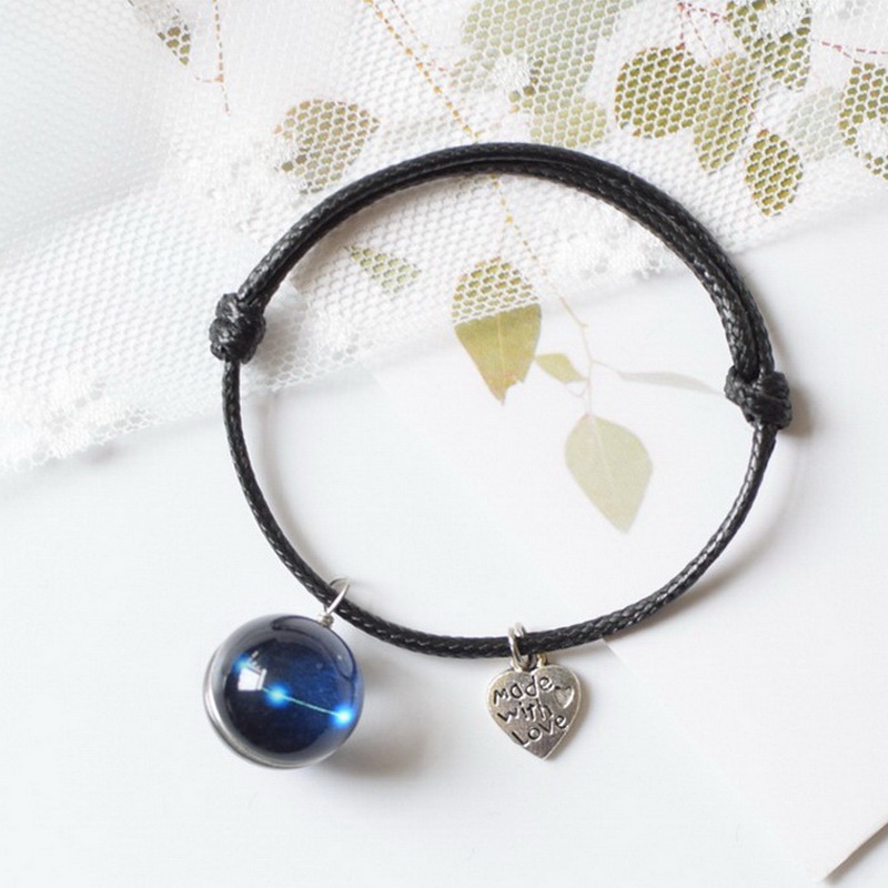 Vòng tay RINHOO dây bện thủ công in chữ love 12 cung hoàng đạo kiểu dáng thời trang có thể điều chỉnh tùy chọn