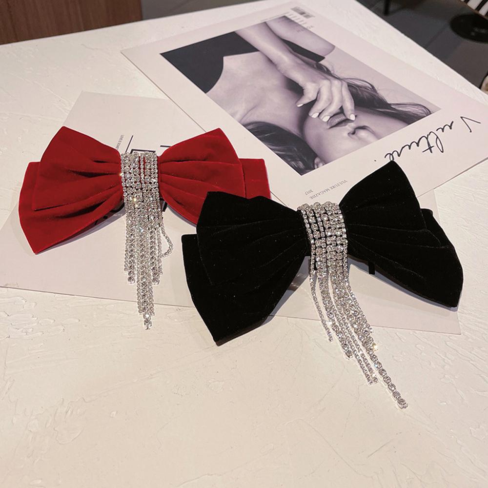 Kẹp Tóc Đuôi Ngựa Hình Nơ Lấp Lánh Ngọt Ngào Cho Nữ Giá Đỡ|Kẹp Tóc Vải Nhung Thời Trang Nữ Tính