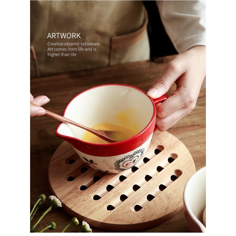 Cốc đa năng có quai cỡ lớn hoạ tiết cherry cực sang chảnh