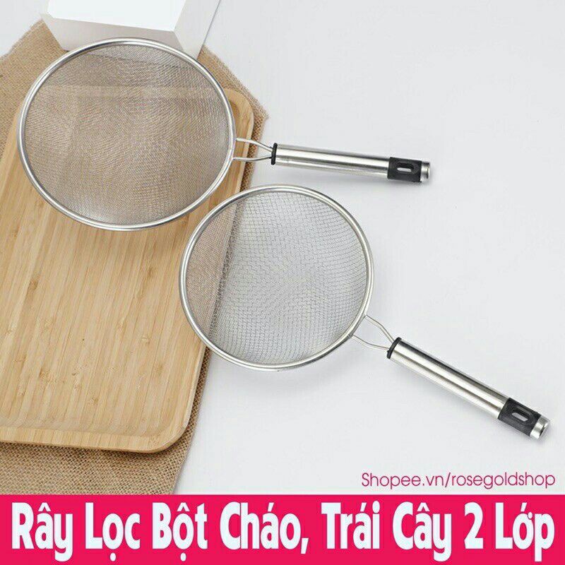 Lọc cua 2 lớp / rây lọc bột cháo, củ quả ăn dặm cho bé cán inox size 14cm