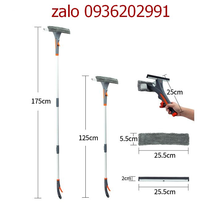 (HỎA TỐC)Cây lau kính thông minh cán dài tặng kèm bình xịt bông lau dự phòng tiện lợi việc vệ sinh kính