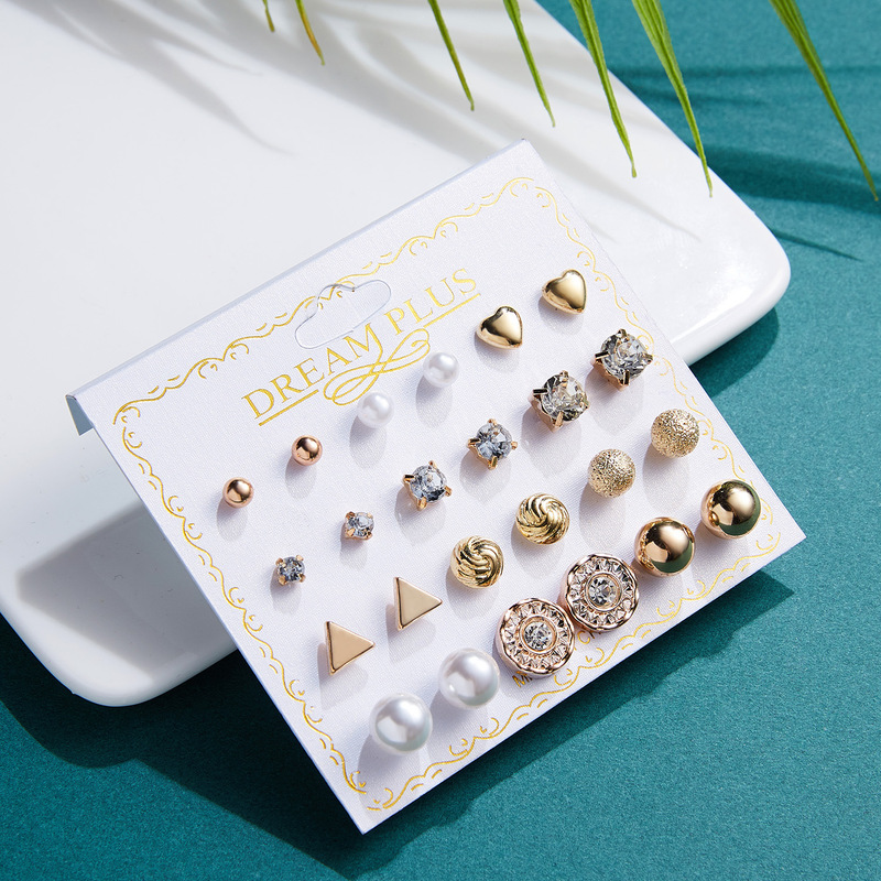 Set 12 bông tai thời trang xinh xắn dành cho nữ