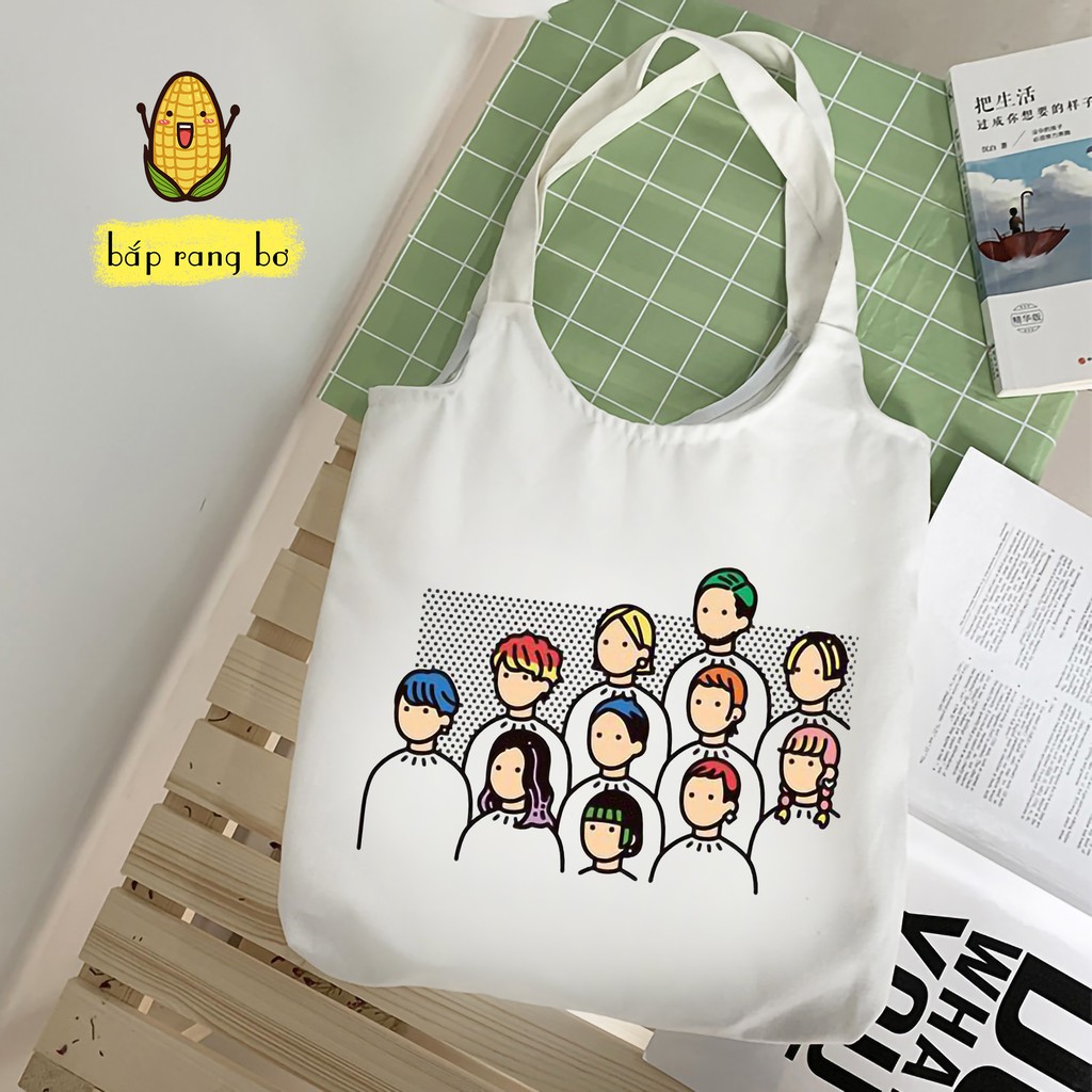 TÚI TOTE TRÒN SORRY I'M LATTE VẢI DỆT CANVAS CÓ TÚI CON