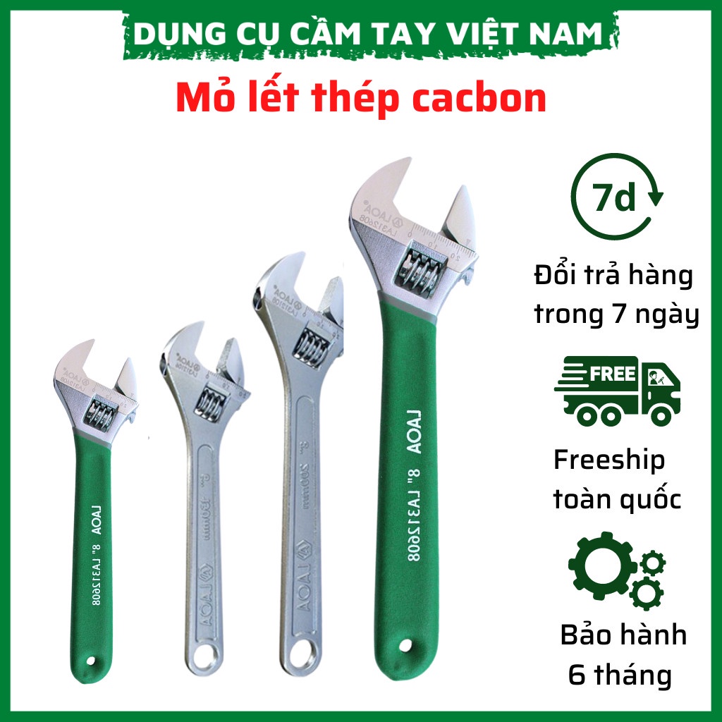 Mỏ Lết 4inch / 6inch / 8inch Chuyên Dụng LAOA, Làm Từ Thép Cacbon Bền Bỉ Cao