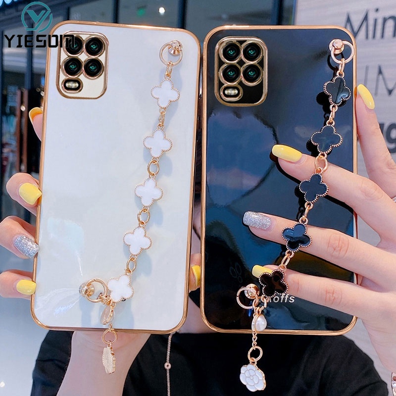 Ốp Điện Thoại Silicon Mềm Họa Tiết Lá May Mắn Gắn Dây Đeo Cổ Tay Cho Realme 9 9 Pro Plus 5G 8 8 Pro 4G 8i 9i 5 5i C3