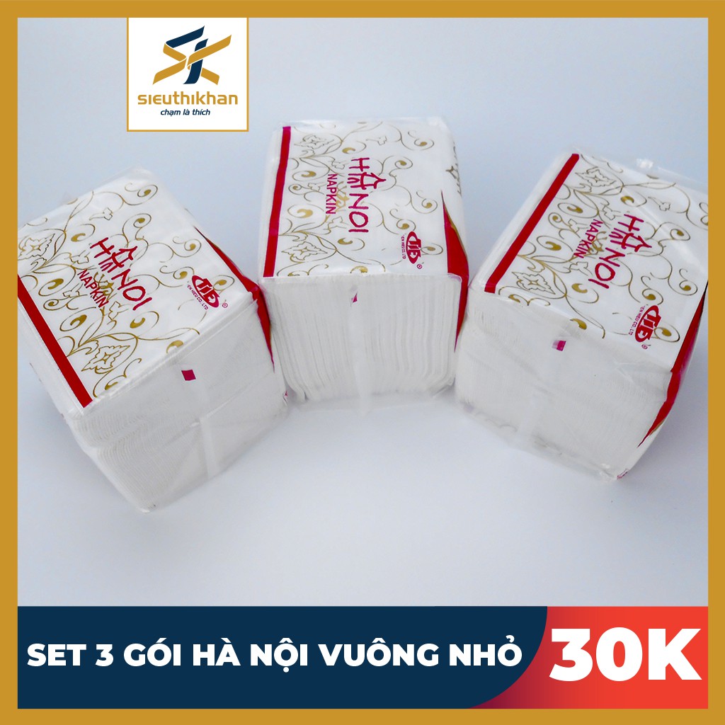 SET 3 GÓI GIẤY ĂN VUÔNG NHỎ HÀ NỘI 100 TỜ, KT 22*22CM