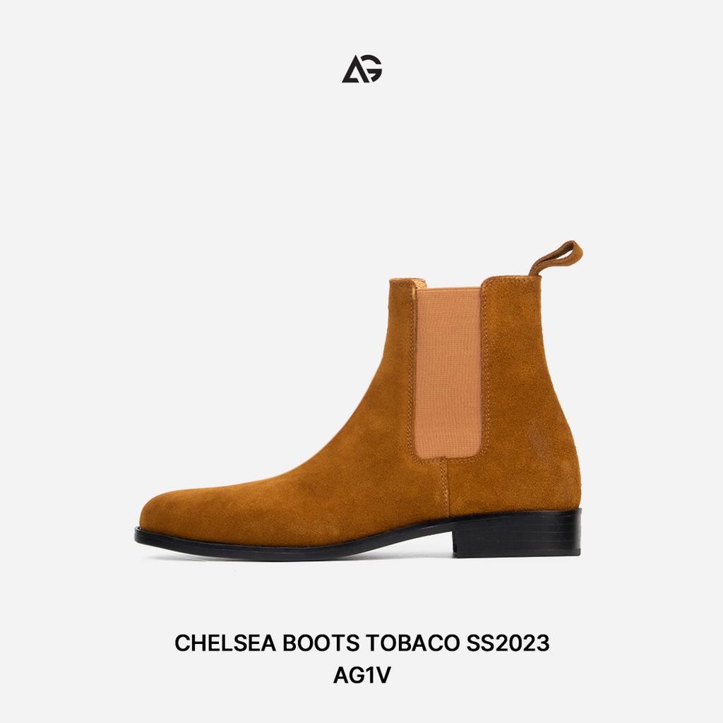 Giày Chelsea boots nam da lộn nâu, da bò cao cấp nhập khẩu handmade August shoes AG1V  chính hãng bảo hành 12 thá
