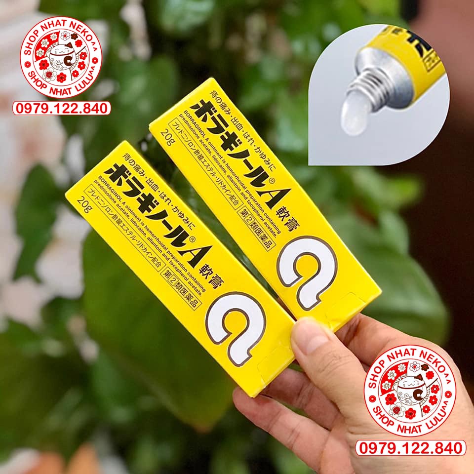 Vỏ hộp đựng Kem bôi trĩ chữ A chữ M bà bầu Nhật bản màu vàng/xanh