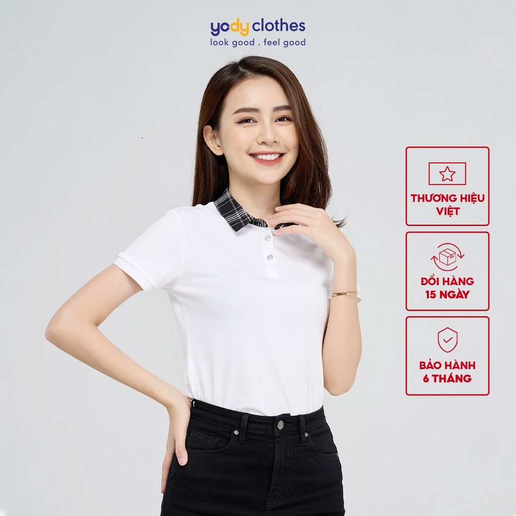 [Mã WABRYODY1 giảm 10% đơn 250K] Áo polo nữ YODY phối cổ kẻ sơ mi trẻ trung phù hợp đi làm, đi chơi APN4386