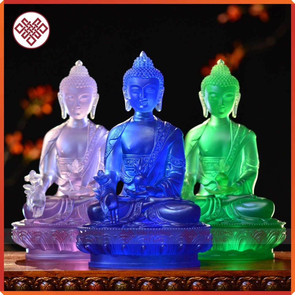 Tượng Phật Dược Sư Mật Tông [Kim Cương Hỷ Lạc] Lưu Ly Màu Tím