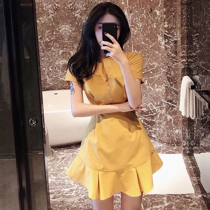 Ready Stock Spring Autumn Summer Fashion Korean Casual Women's Dresses Floral Short Sleeve Elegant Midi dress