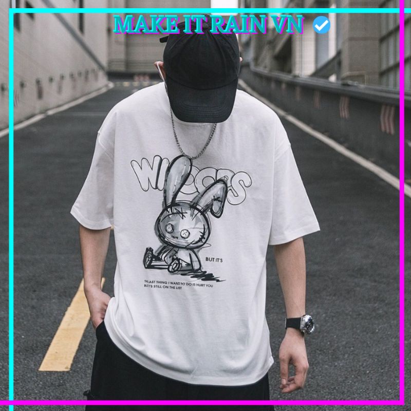 Áo Thun Tay Lỡ Unisex BUNNY.WIOOPPS Make It Rain VN, Áo Phông Nam Nữ Form Rộng, có hình ảnh video thật