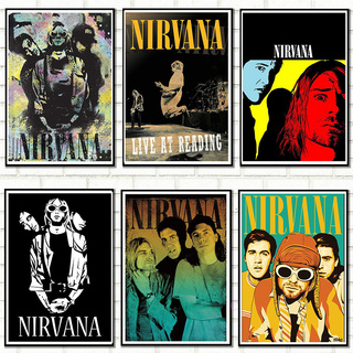 Poster Giấy Kraft Treo Tường Trang Trí In Hình Nirvana