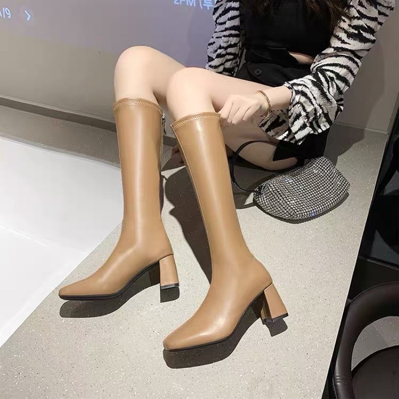 (ORDER) Bốt Đùi da mềm cổ đứng mũi vuông kéo khoá sau BIG SIZD 34-43 | BigBuy360 - bigbuy360.vn