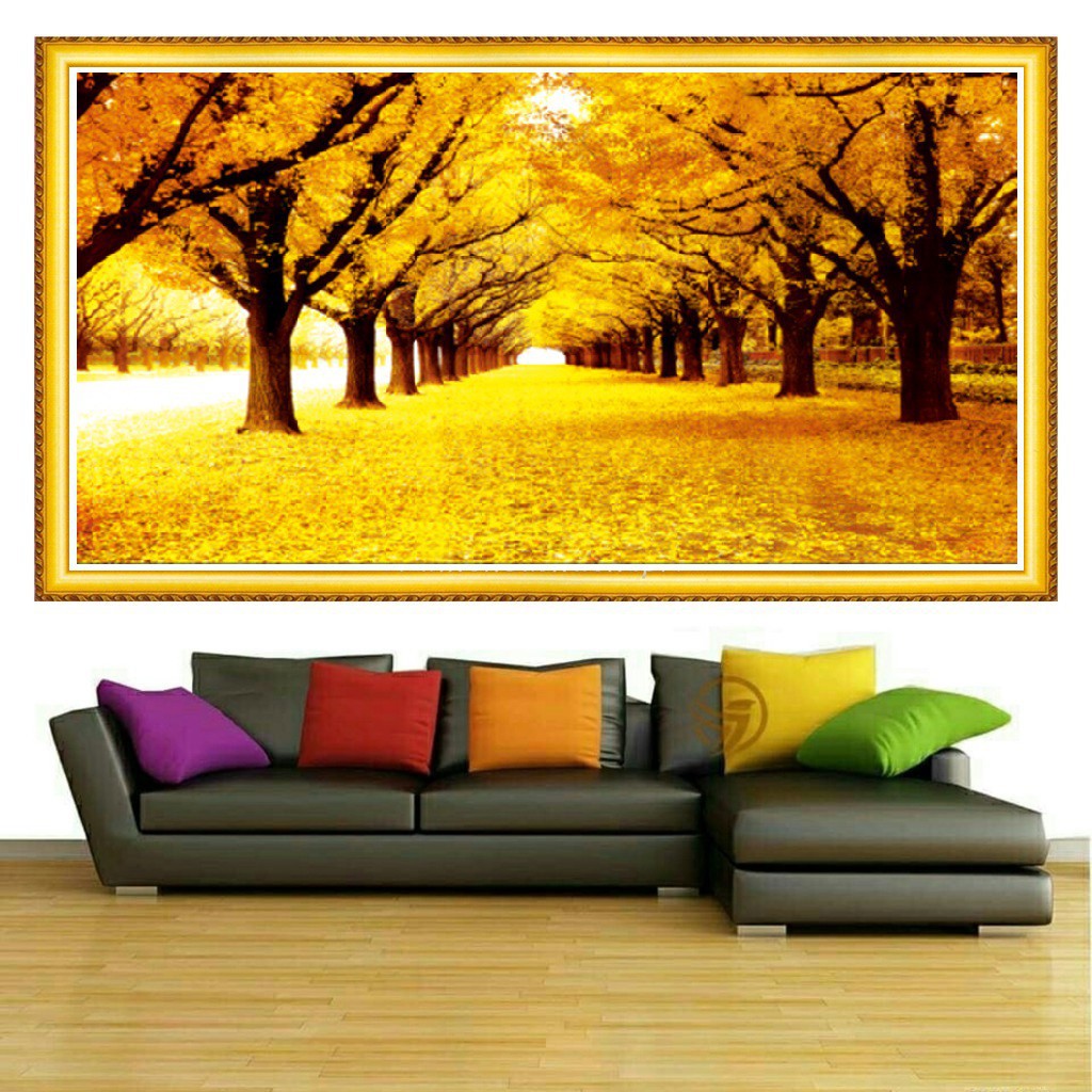Tranh Đính Đá MÙA THU LÁ VÀNG - Kích Thước :126x75CM