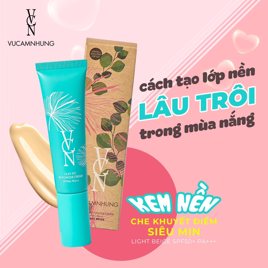 BB Cream VCN - Kem nền che khuyết điểm siêu mịn SPF50+ PA+++ màu Light Beige 20g - Tặng khăn mặt nén