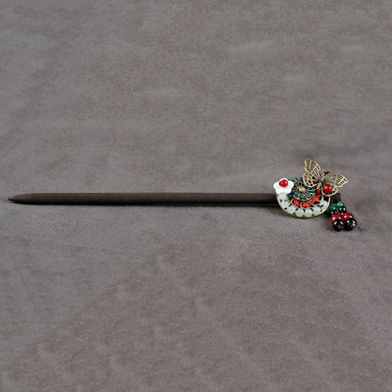 Trâm cài tóc GETNOIVAS bằng gỗ phối tua rua phong cách Trung Hoa mới