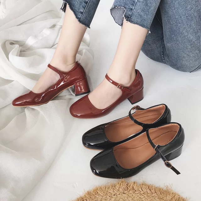 Giày Mary janes da bóng gót cao 5cm (ảnh thật ở cuối)