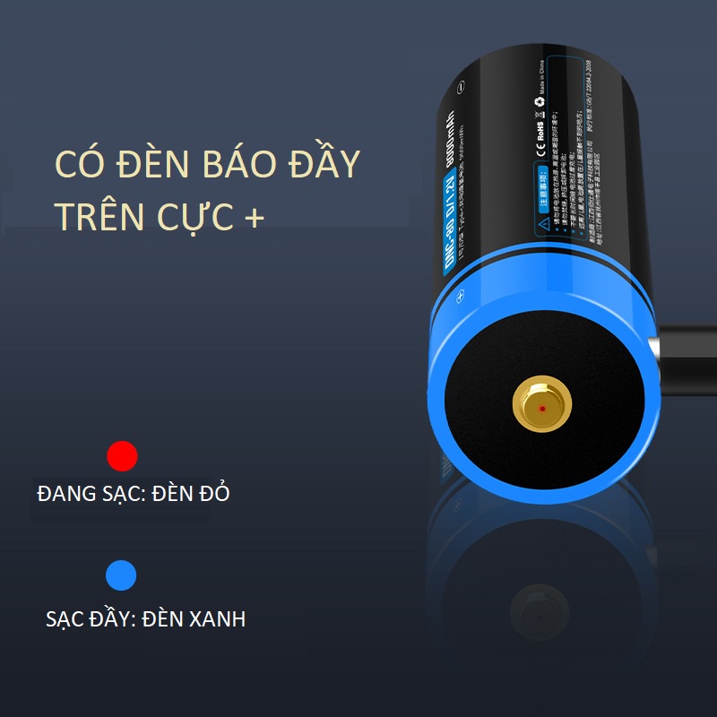 Pin D sạc cỡ đại Beston DNC-80 1.2v 8000mAh cổng sạc USB Type-C Pin Sạc Cho Bếp Ga, Đèn Pin, Thiết Bị Công Nghiệp