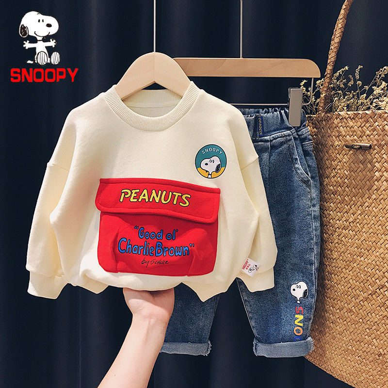 Áo Sơ Mi Tay Dài In Hình Snoopy Dễ Thương Cho Bé Từ 2-8 Tuổi