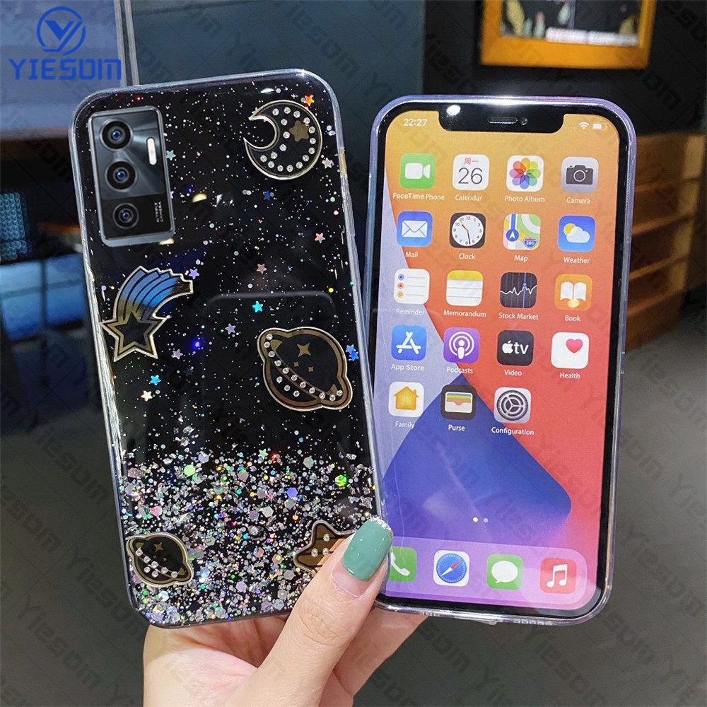 Ốp Điện Thoại Silicon Dẻo Trong Suốt Họa Tiết Hành Tinh Lấp Lánh Sang Trọng Cho Vivo V23E V21E V23 V21 V20SE V20 V19 V15 S1 Pro