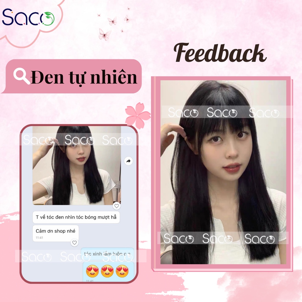 Lược nhuộm tóc thần thánh Saco màu Đen Tự Nhiên có phủ bạc chai 400ml