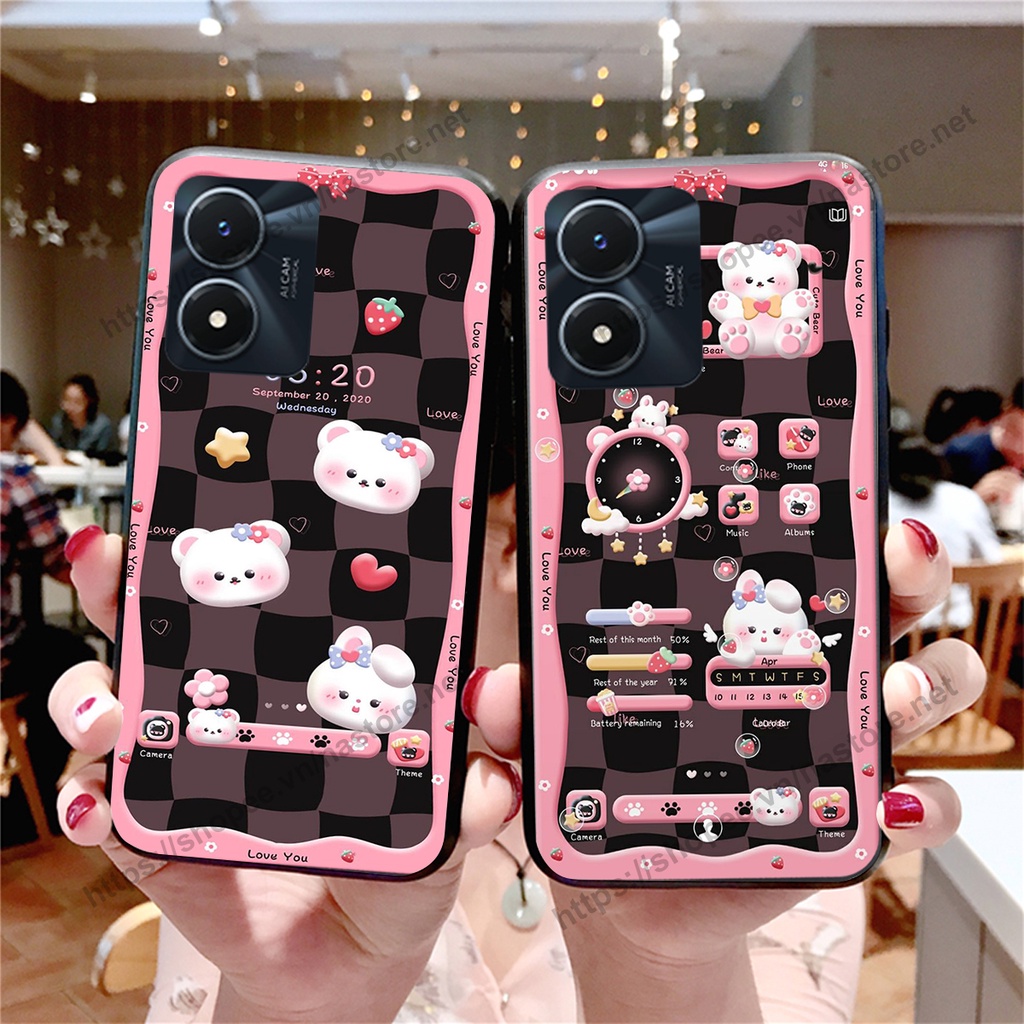 Ốp lưng Vivo Y01 - Vivo Y02S gấu, đồng hồ dễ thương cute giá rẻ