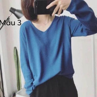 [HÀNG MỸ] Áo FOREVER21 len montogi dệt kim cổ V tay dài màu xanh, tay lỡ xám muối tiêu