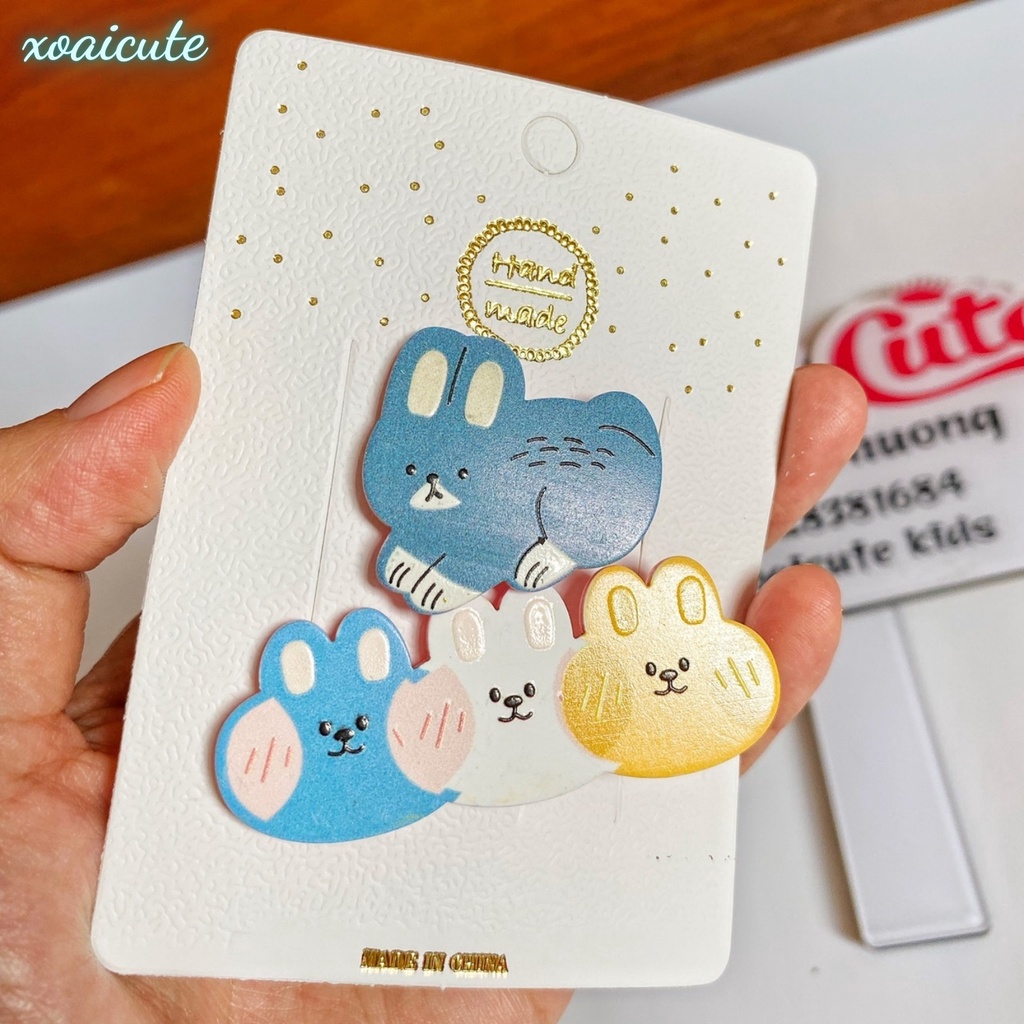 Kẹp tóc cho bé gái sét hai kẹp hình thú siêu bền