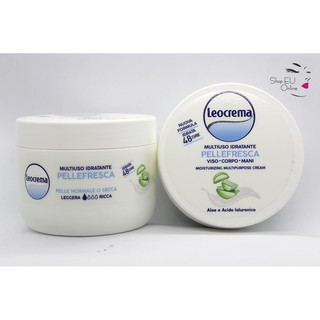 Kem Dưỡng ẩm trắng da Nha Đam và Axit Hyaluronic - Leocrema 48h cho da thường và da khô 300ml - mặt, tay, body - Italy