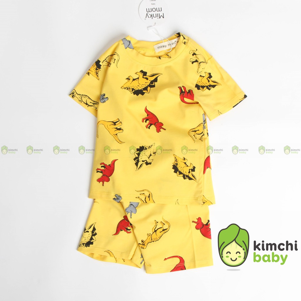 Đồ Bộ Bé Trai Minky Mom Vải Cotton 100% Họa Tiết Khủng Long Minion, Bộ Cộc Tay Cho Bé Mặc Nhà Mùa Hè MKM2120