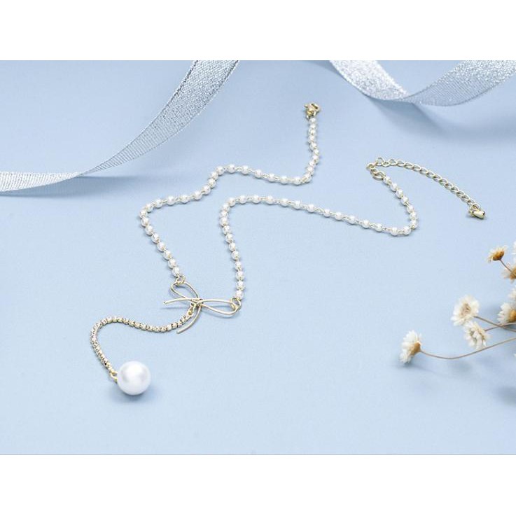 Vòng choker hình nơ đính hạt dễ thương