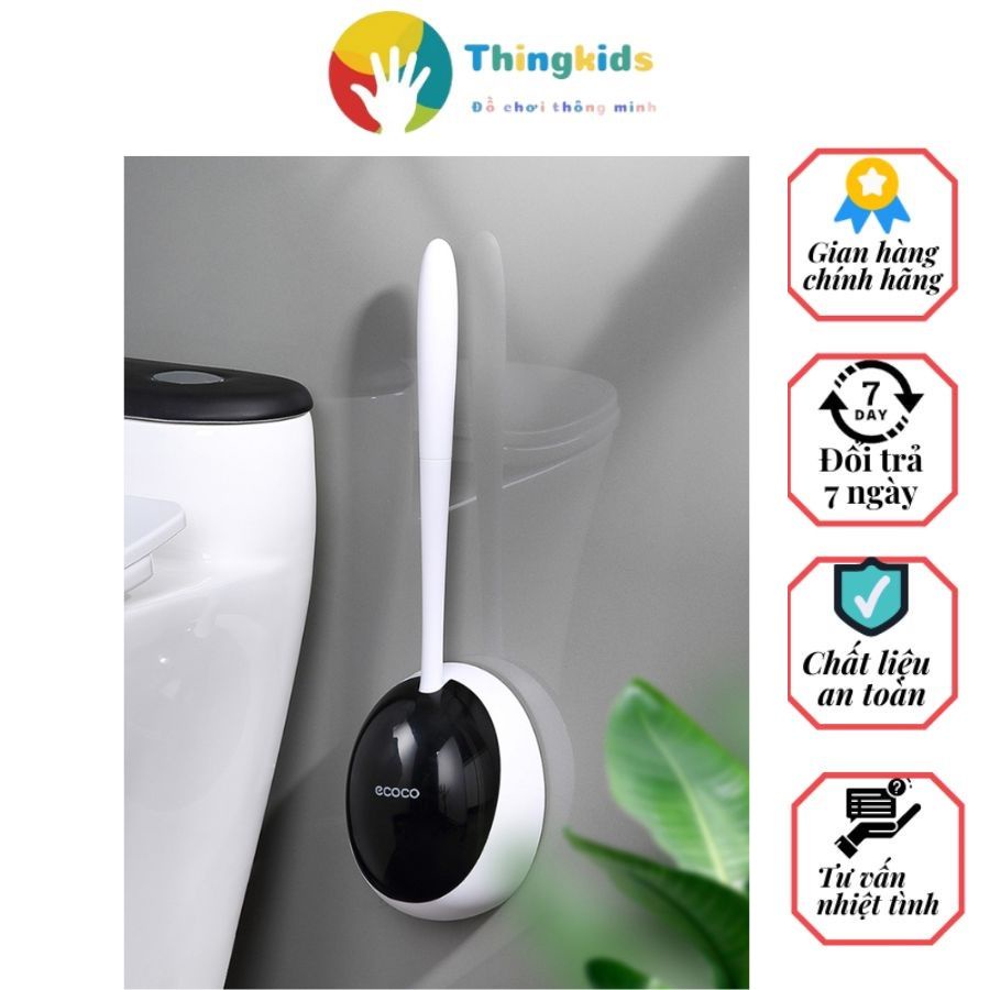 Cọ vệ sinh, cọ toilet silicon tròn Ecoco có hộp đựng chống bắn nước mẫu mới 2023