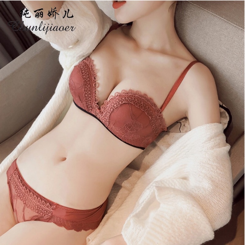Chunli Jiaoer phong cách mới ren liền mạch vẻ đẹp trở lại, áo ngực nhỏ dày dặn, đồ lót cô gái kéo lên, không có vòng thép, loại điều chỉnh lượng sữa tập trung