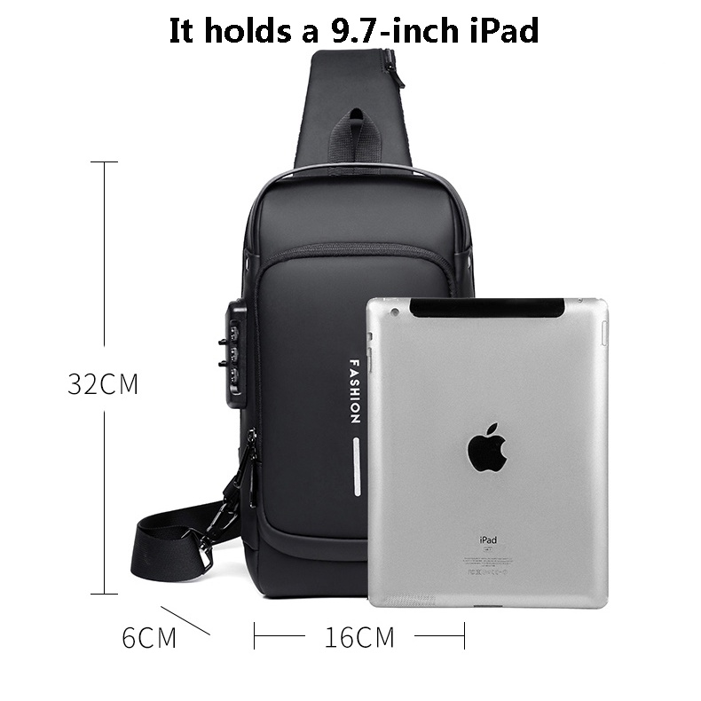 Túi Đeo Chéo Nam Đa Năng Có Cổng Sạc USB Chống Trộm Thời Trang 2022