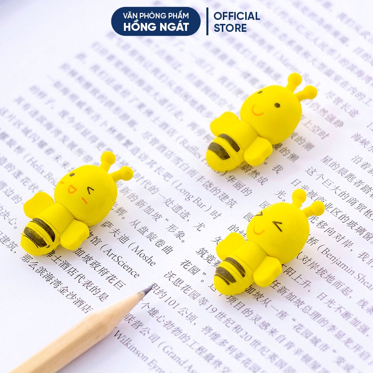 Tẩy bút chì hình con ong set 2 viên, đồ dùng học tập dễ thương cute giá rẻ làm quà tặng học sinh văn phòng phẩm T10