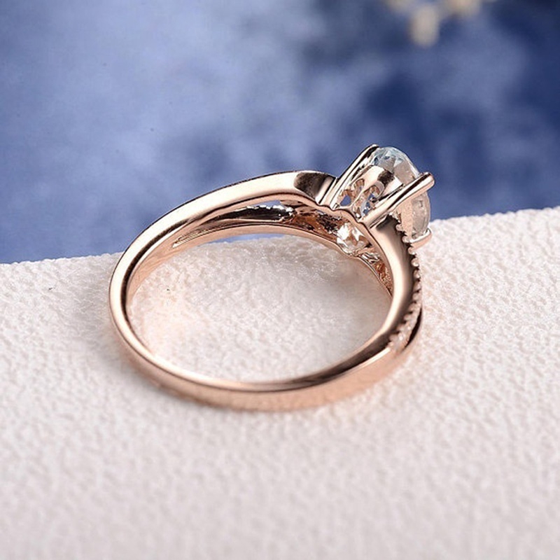 Exquisite Women Ring Oval Aquamarine White Sapphire Diamond Jewelry Bride Engagement Wedding Band Rings