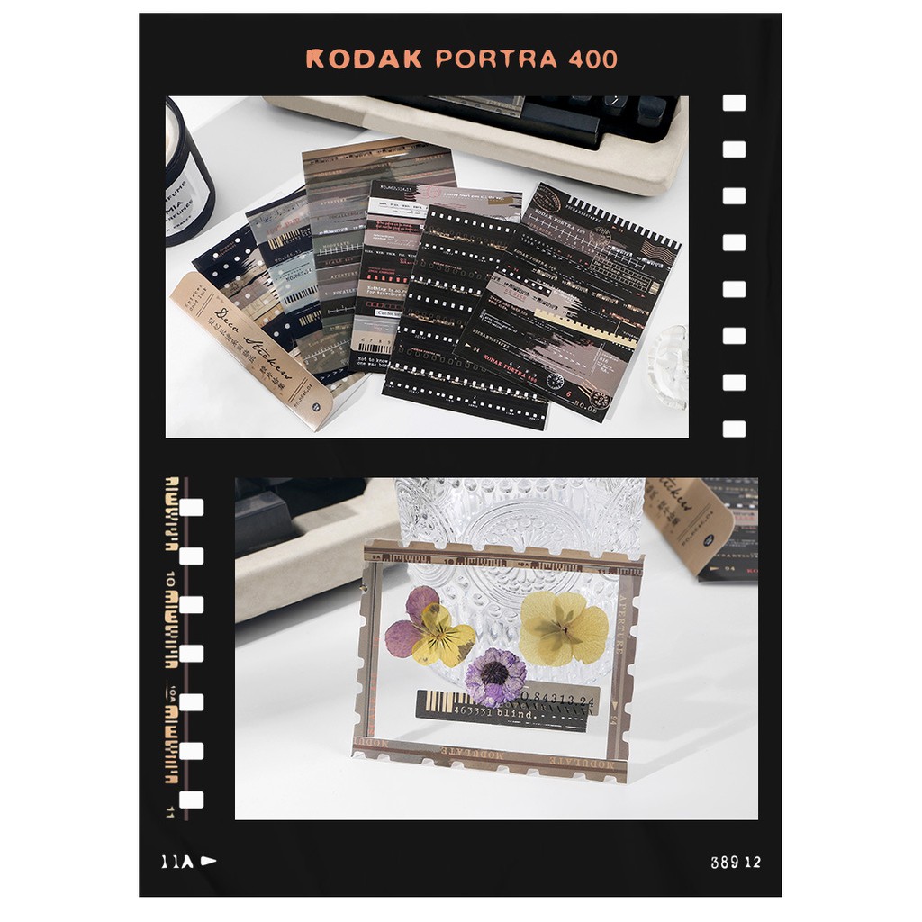 Sticker - Set 6 Bảng Sticker Dạng Film Và Dòng Chữ Nhiều Phong Cách Trang Trí Bullet Journals Khác Nhau