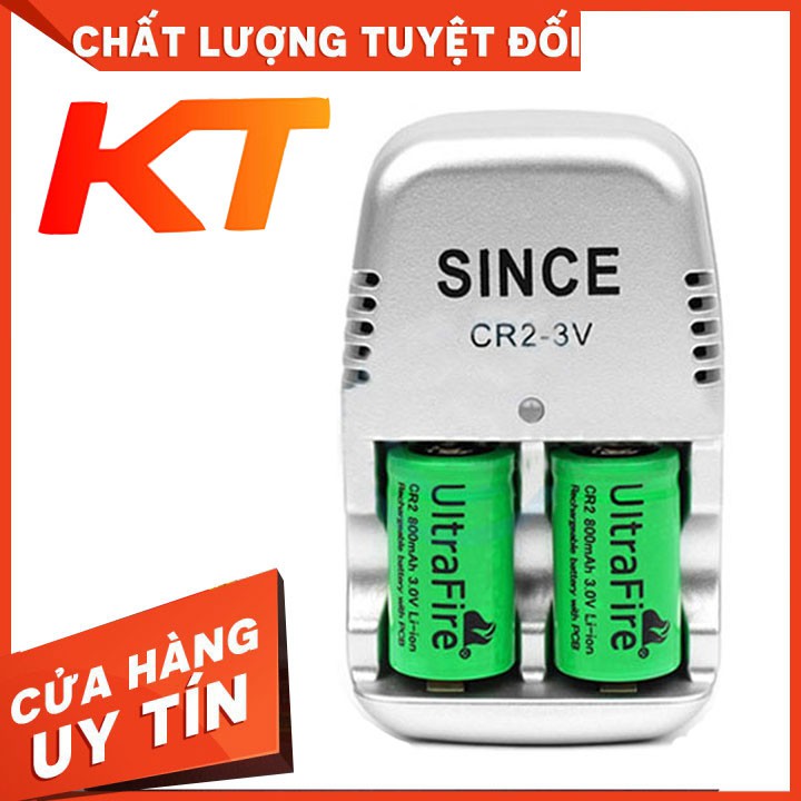 COMBO MÁY SẠC PIN CR2 3V SINCE KÈM 2 VIÊN PIN SẠC CR2 ULTRAFIRE.