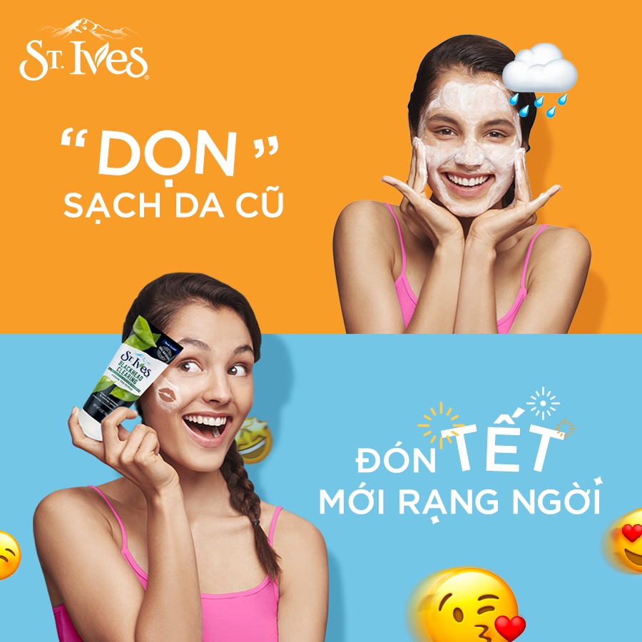 Sữa Rửa Mặt Tẩy Tế Bào Chết Trà Xanh Giảm Mụn Đầu Đen ST.IVES 170g Hasaki Sản phẩm chính hãng