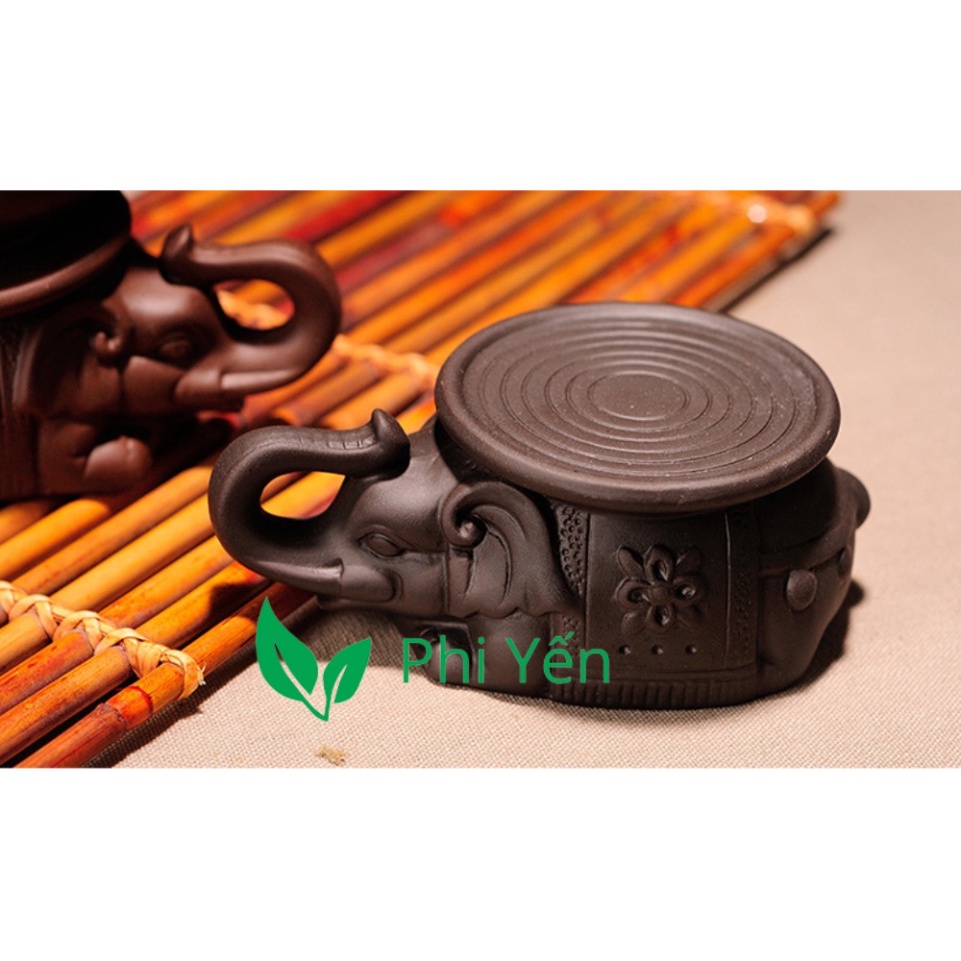 Đôn voi tử sa cõng ấm trà chén trà chậu bonsai