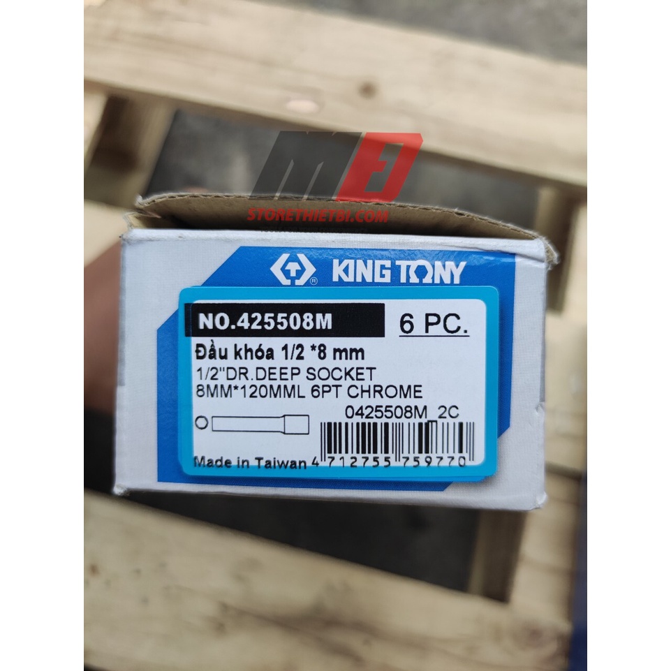 8mm Đầu tuýp dài 6 góc 1/2&quot; dài 120mm Kingtony 425508M