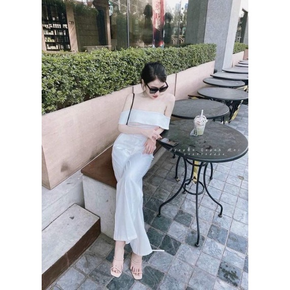 Set croptop rớt vai kèm quần suông