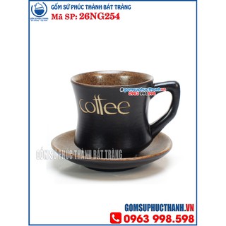Bộ ly cafe sứ và đĩa kê men gốm lòng cafe gốm Bát Tràng