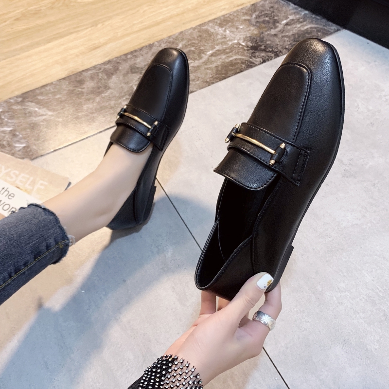 Giày lười da thiết kế mũi vuông trẻ trung hợp thời trang cho nữ | BigBuy360 - bigbuy360.vn