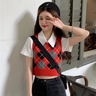 Áo len gile nữ jenny quảng châu, áo gile len nữ cổ tròn ulzzang hàn quốc trẻ trung cá tính