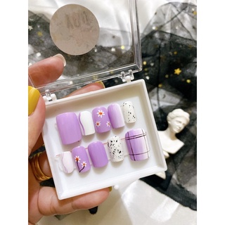 Móng úp - Nailbox màu tím form ngắn dễ thương